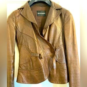 Emporio Armani, brown leather jacket.